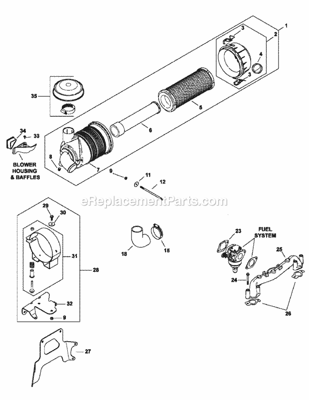 Cv730-0025 Air Intake & Filtration Diagram and Parts List for M54-KH 53BB5B8W750 Cub Cadet Sprayer